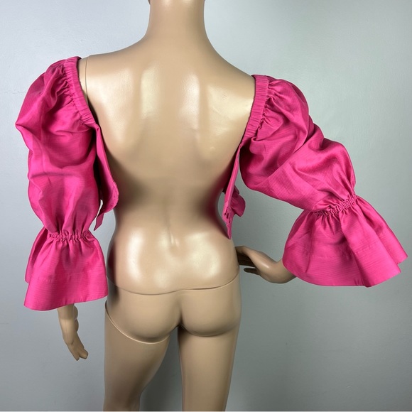 NEW ALEMAIS PINK RUFFLED CROP TOP - Picture 7 of 9